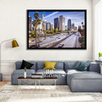 Los Angeles Freeway to Downtown Skyline Wall Art