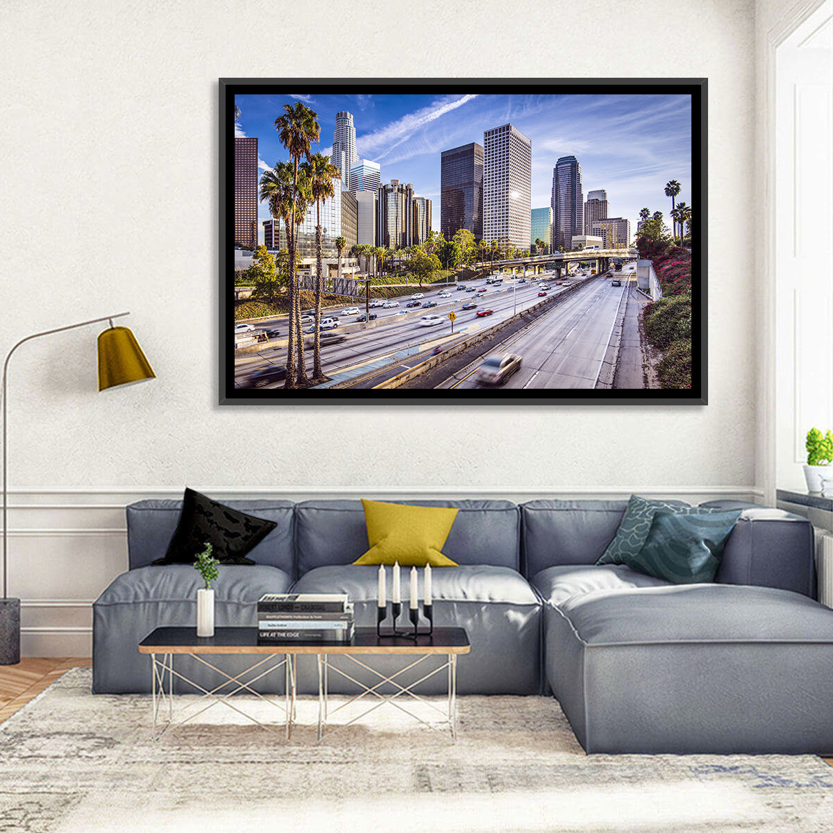 Los Angeles Freeway to Downtown Skyline Wall Art