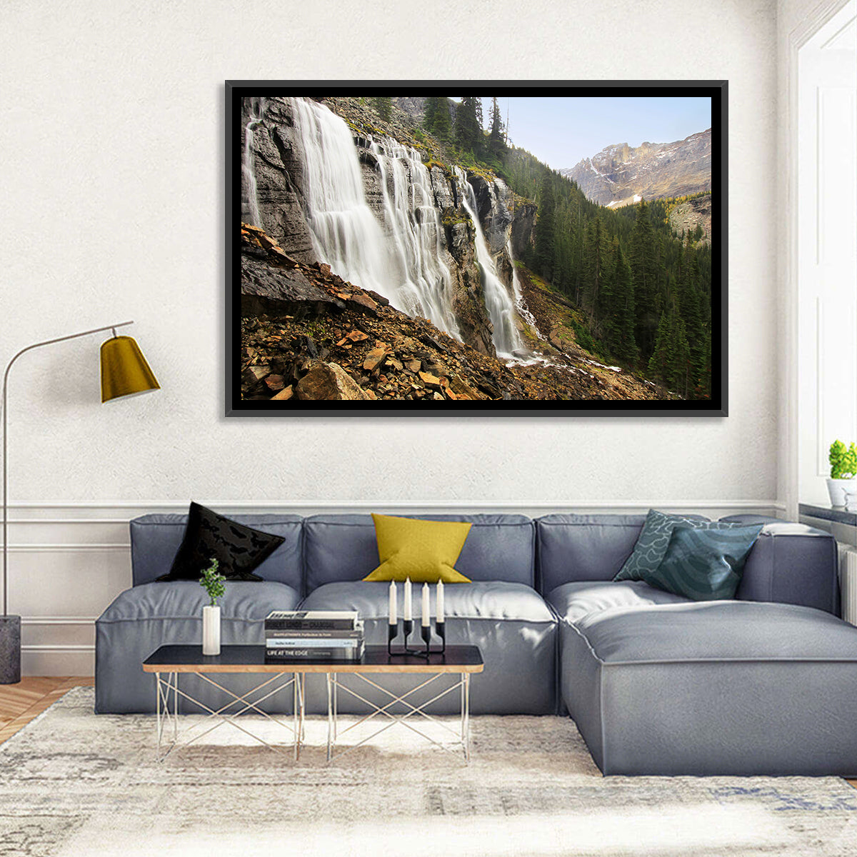Seven Veils Falls Wall Art in a room, landscape