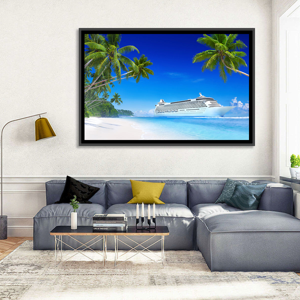 Tropical Beach Cruise Ship Shoreline Wall Art