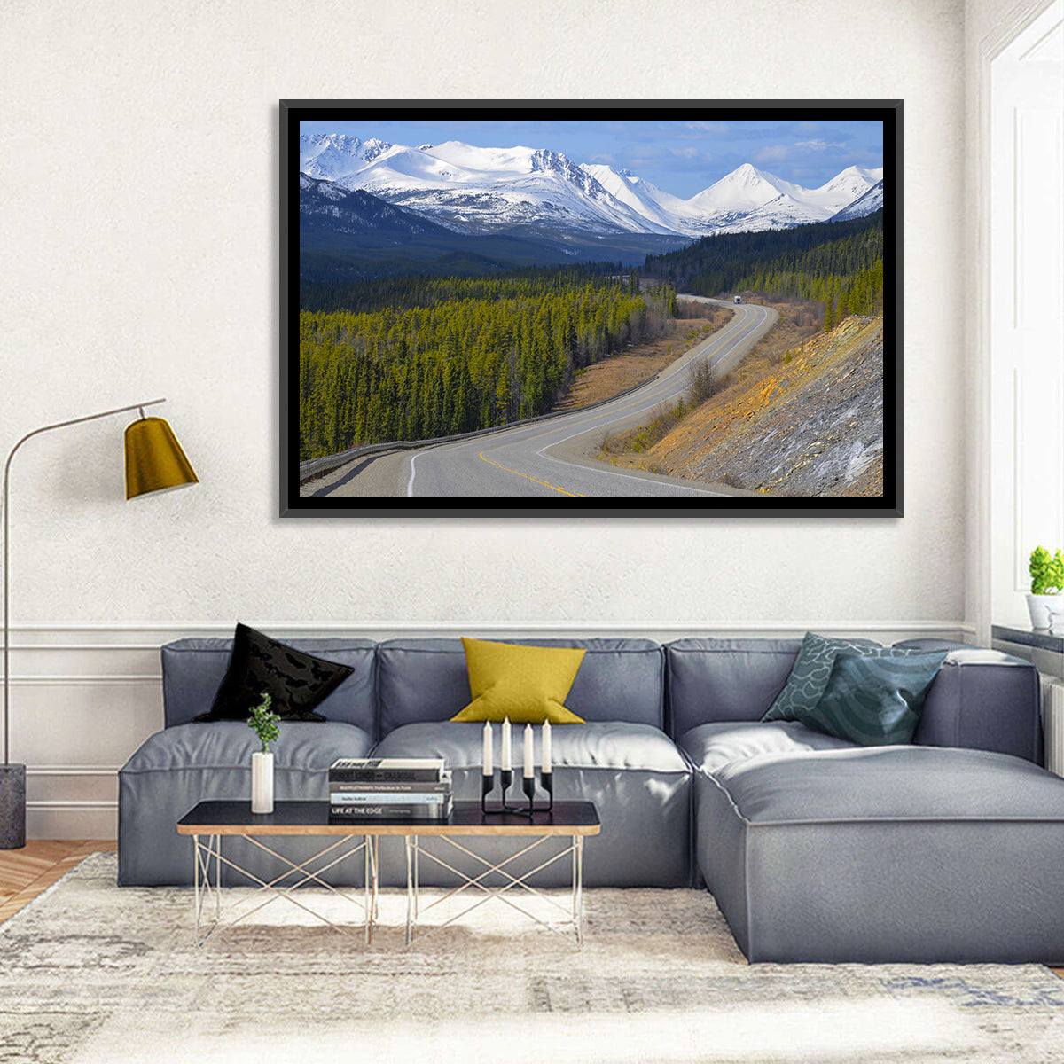 Alaska Highway Winding Road and Rv Wall Art in a room, landscape