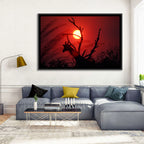 Giraffe Silhouette at Sunset Wall Art
