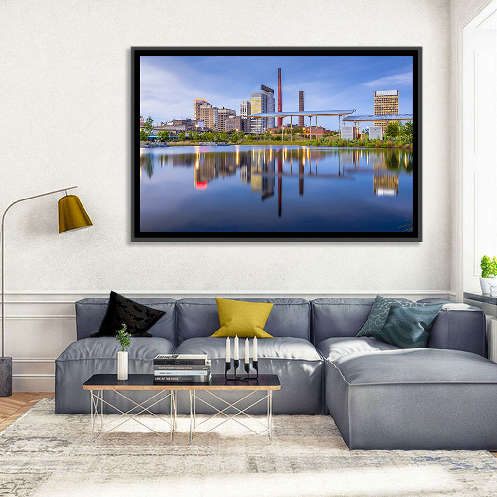 Birmingham Skyline Reflection at Twilight Wall Art