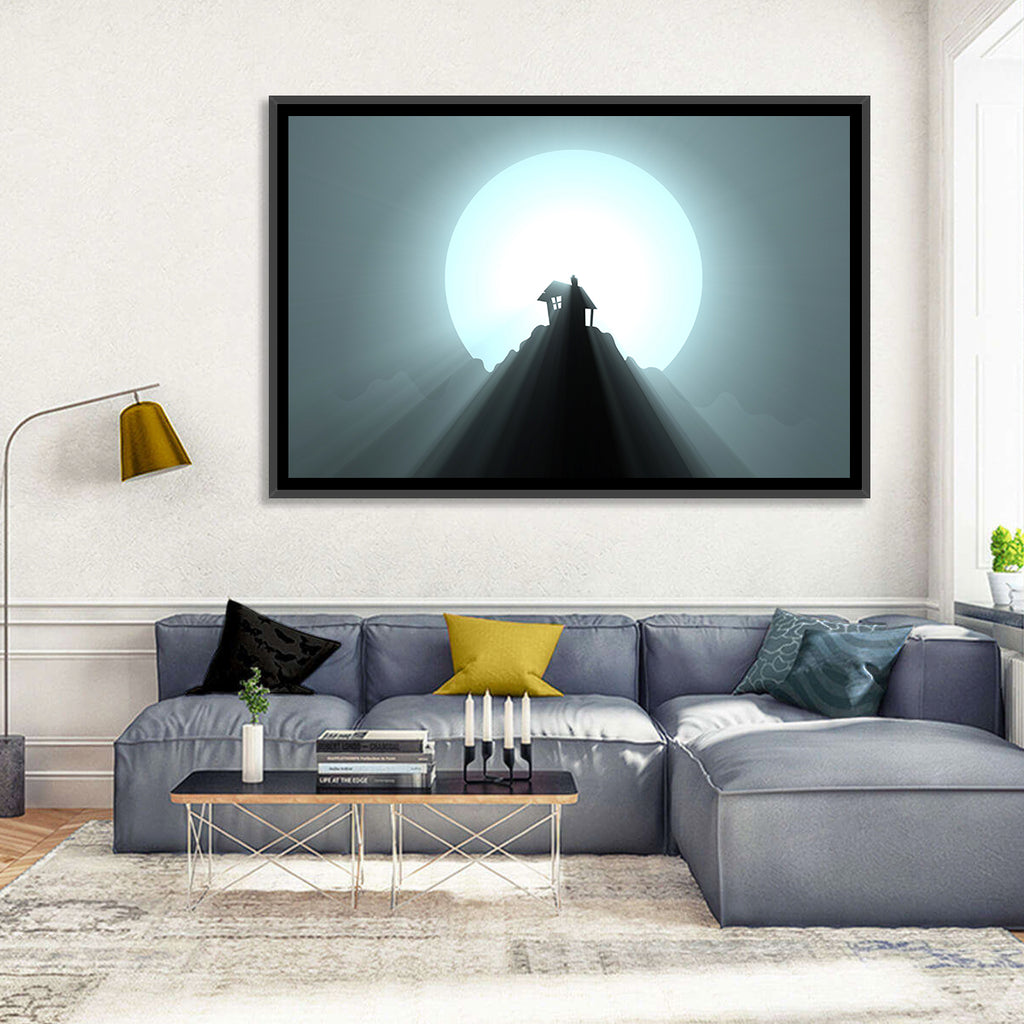 Moonlit Mountain Hut Wall Art