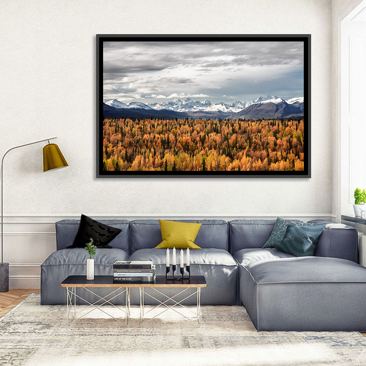 Talkeetna Autumn Landscape Wall Art in a room, landscape