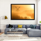 Golden Dutch Windmill Sunrise Wall Art