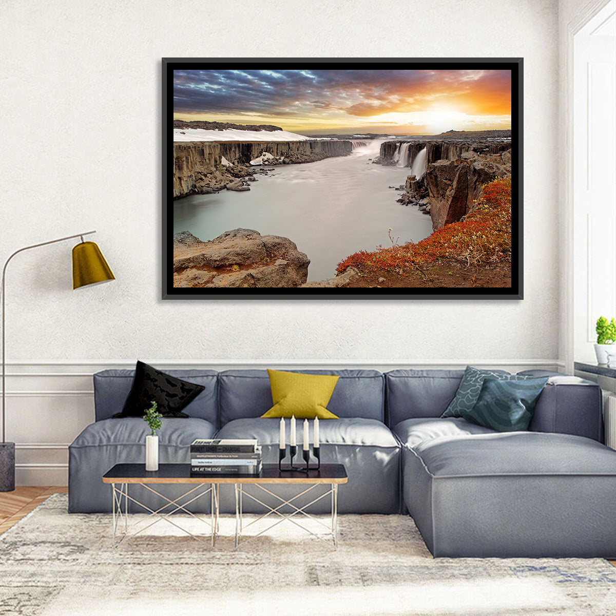 Selfoss Waterfall at Sunset Wall Art