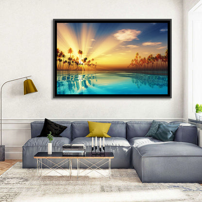 Palms Island Sunset Wall Art