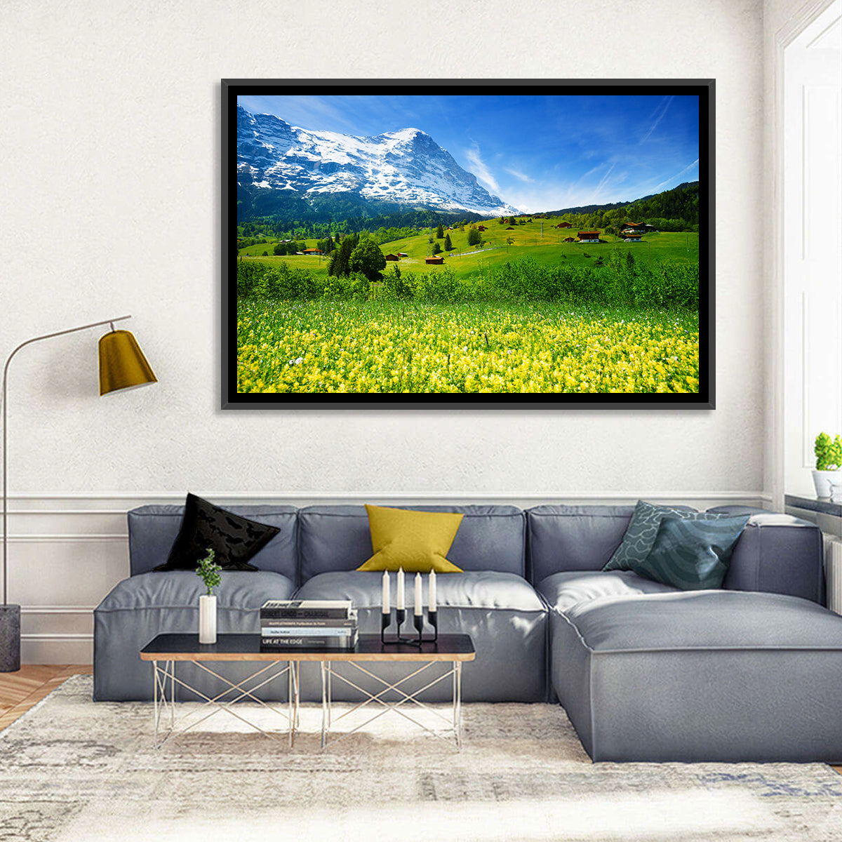 Alpine Wildflower Meadow Wall Art in a room, landscape