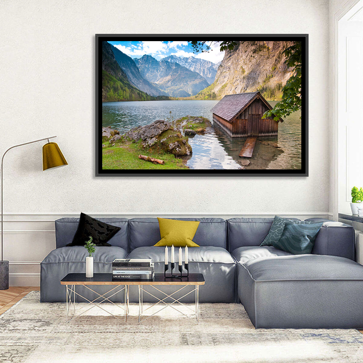 Obersee Boathouse at Königssee Wall Art in a room, landscape