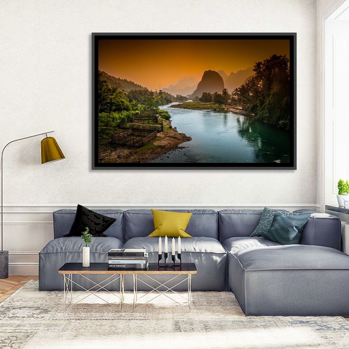 Nam Song River Wall Art in a room, landscape