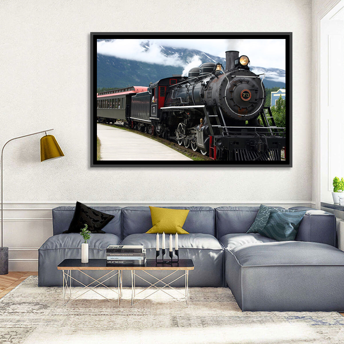 Skagway Steam Locomotive No. 73 Wall Art in a room, landscape