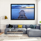 Weathered Lake Pier at Dusk Wall Art