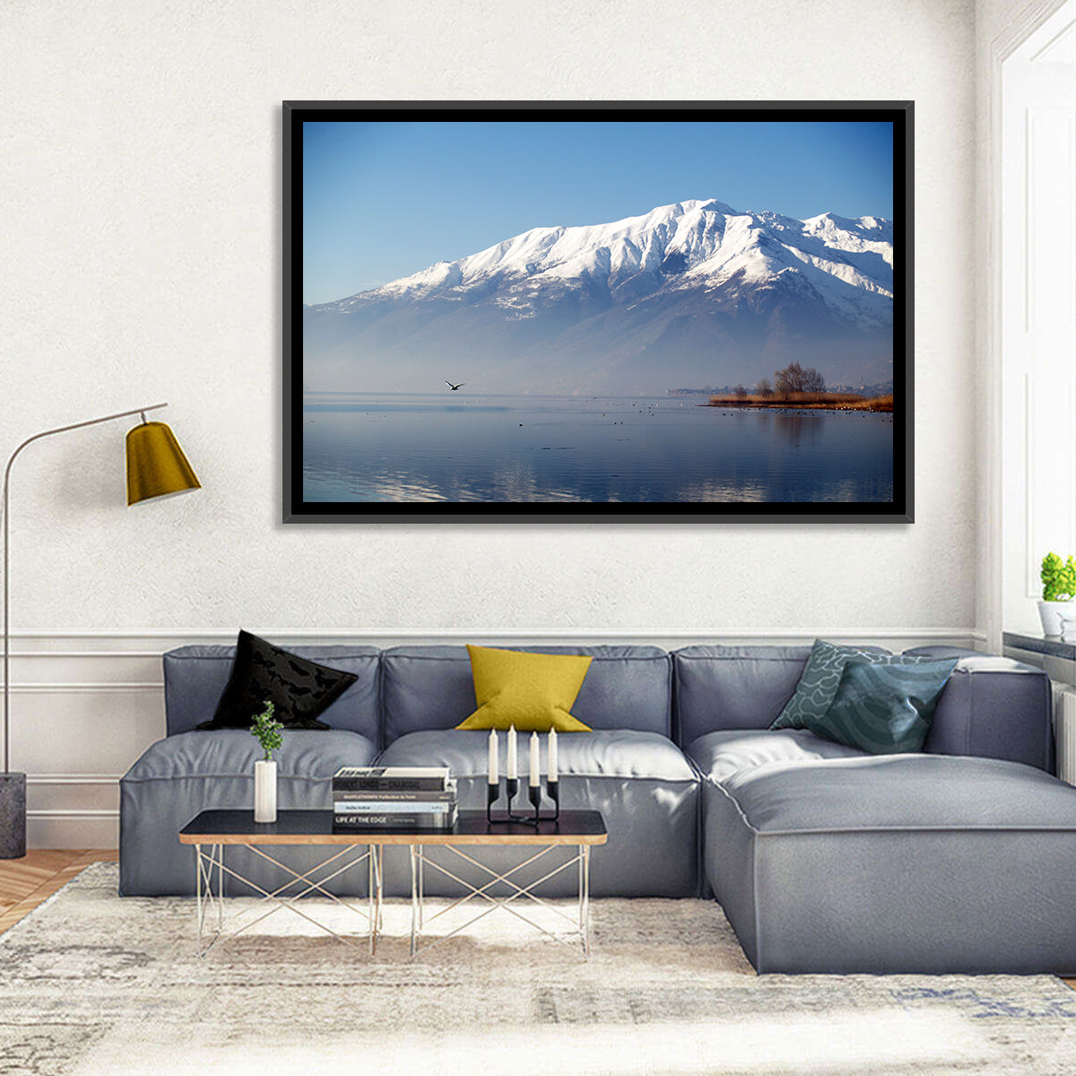 Lake Como Reflection Wall Art in a room, landscape