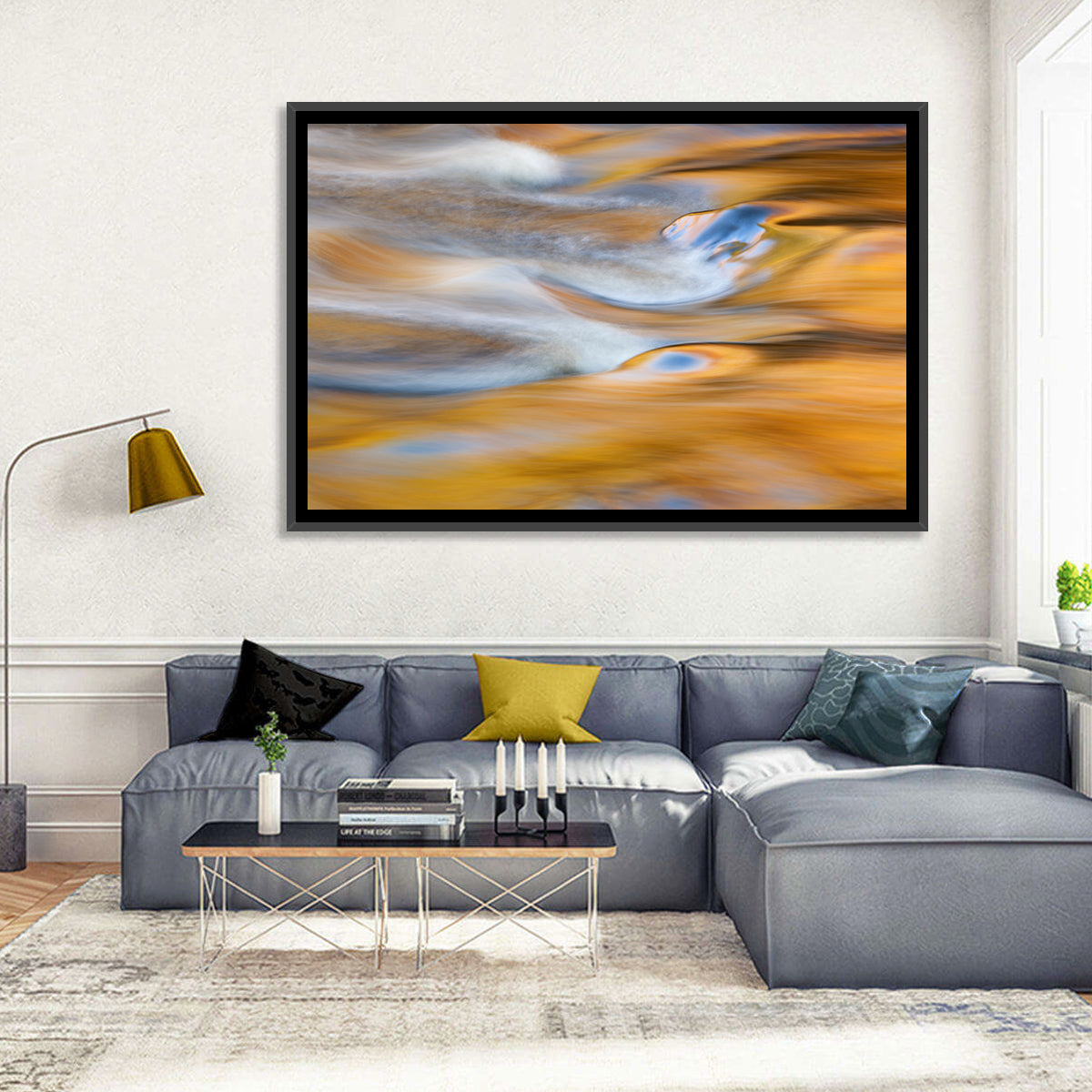 Golden Water Abstraction Wall Art