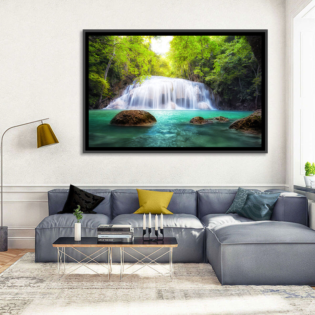 Erawan Falls Turquoise Waterfall Wall Art