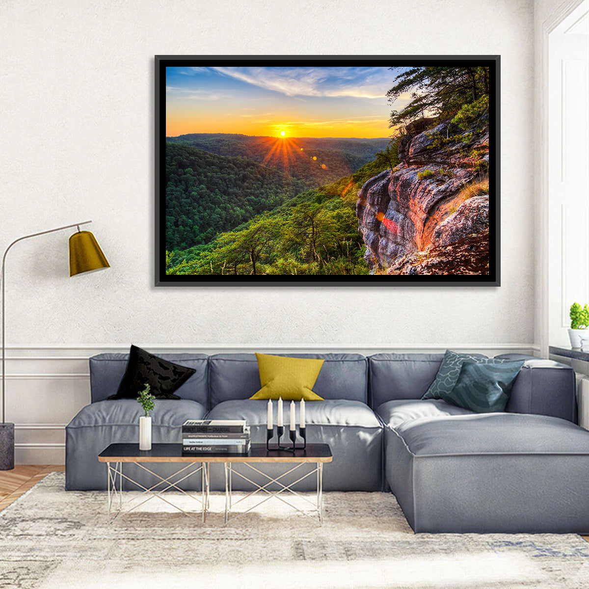 Big South Fork Gorge Sunset Wall Art in a room, landscape