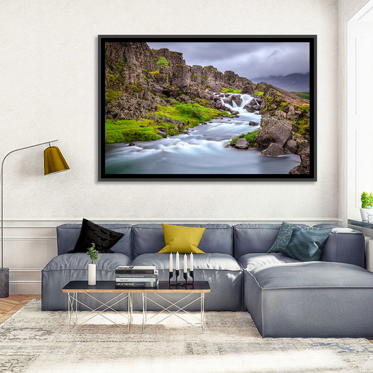 Öxarárfoss Stream, Þingvellir Wall Art in a room, landscape