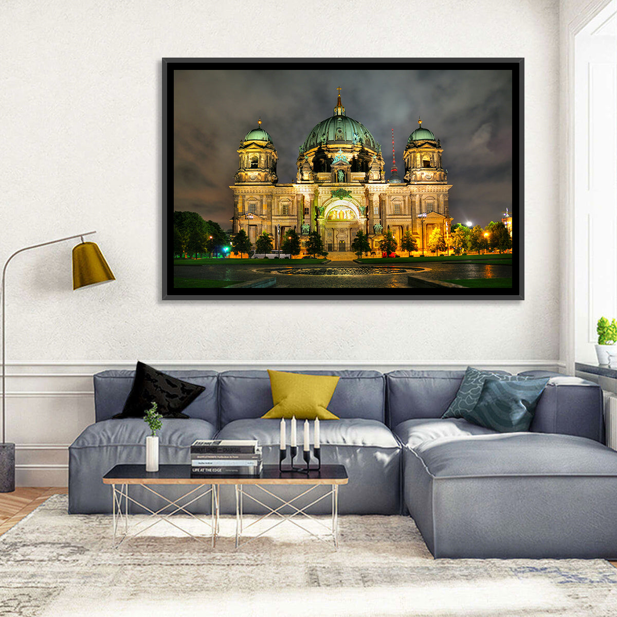 Berlin Cathedral Night View Wall Art in a room, landscape