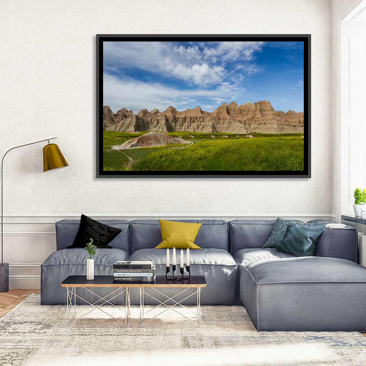 Badlands Meadow and Rock Formations Wall Art
