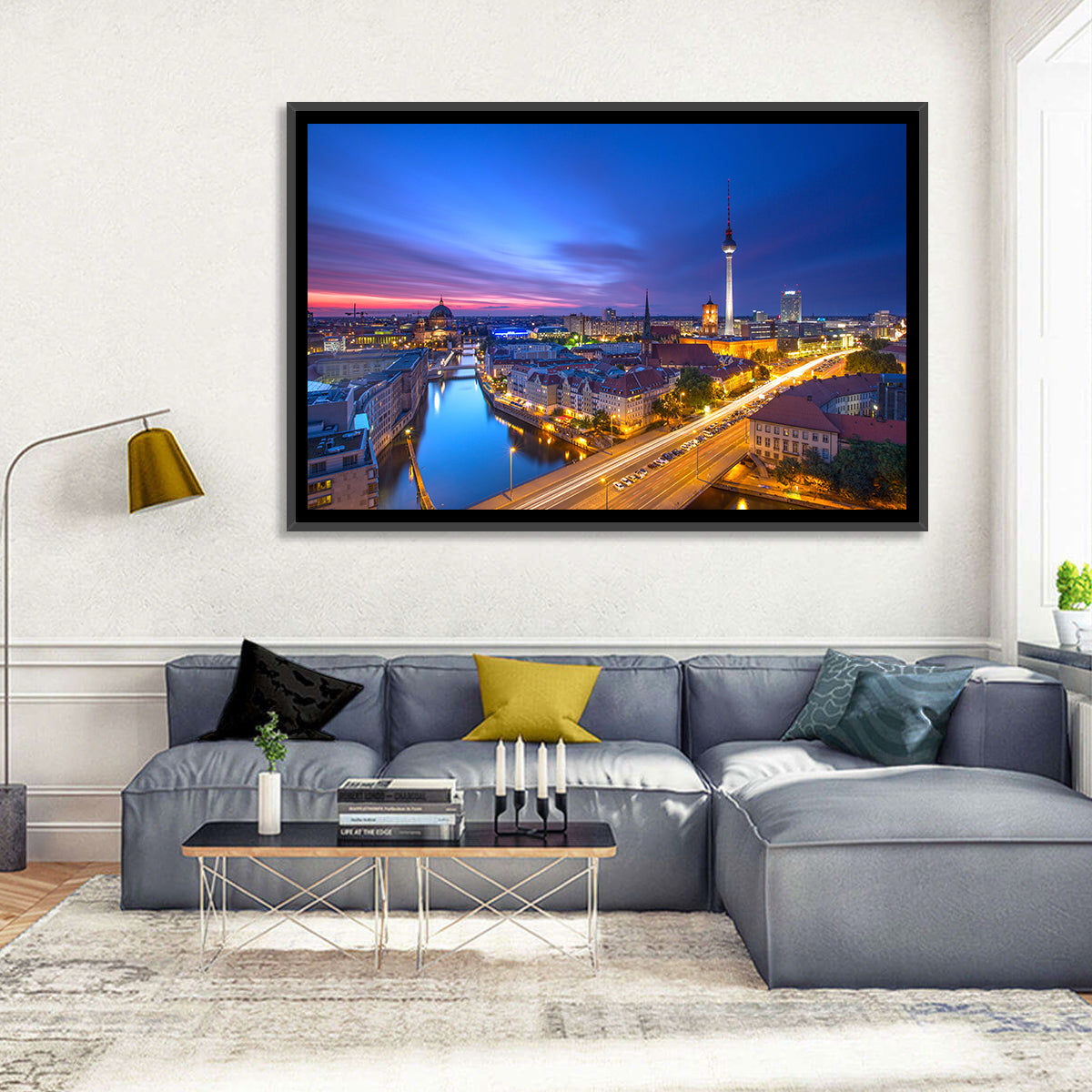 Berlin Skyline at Twilight Wall Art in a room, landscape