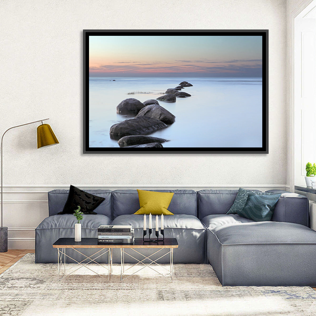 Baltic Sea Stones Wall Art in a room, landscape