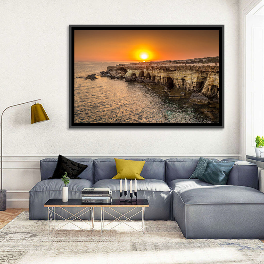 Sunset Over Sea Caves Wall Art