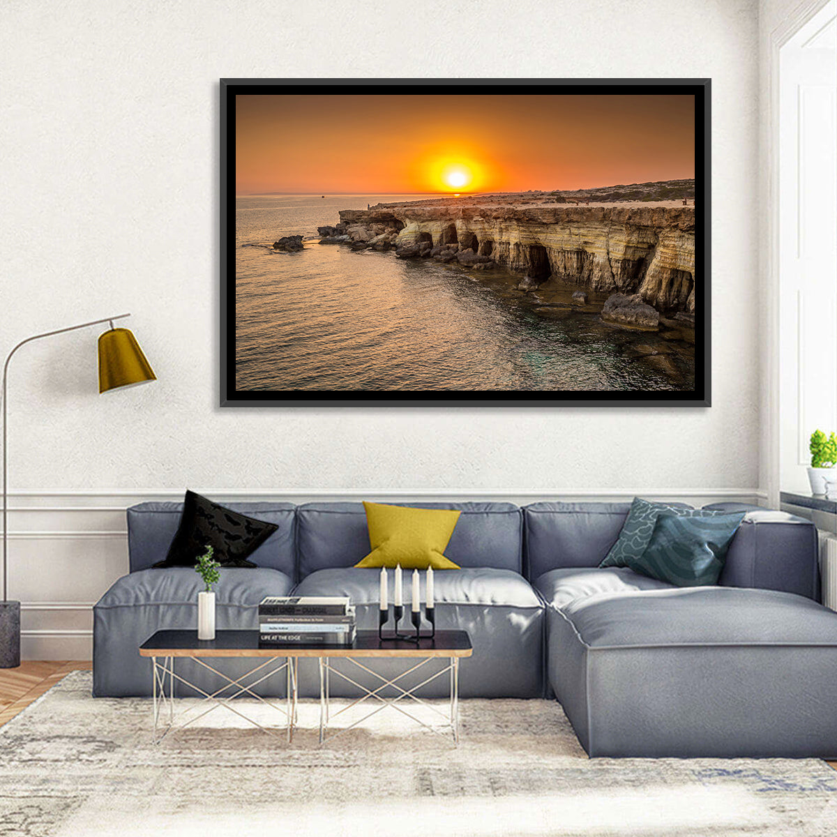 Sunset Over Sea Caves Wall Art