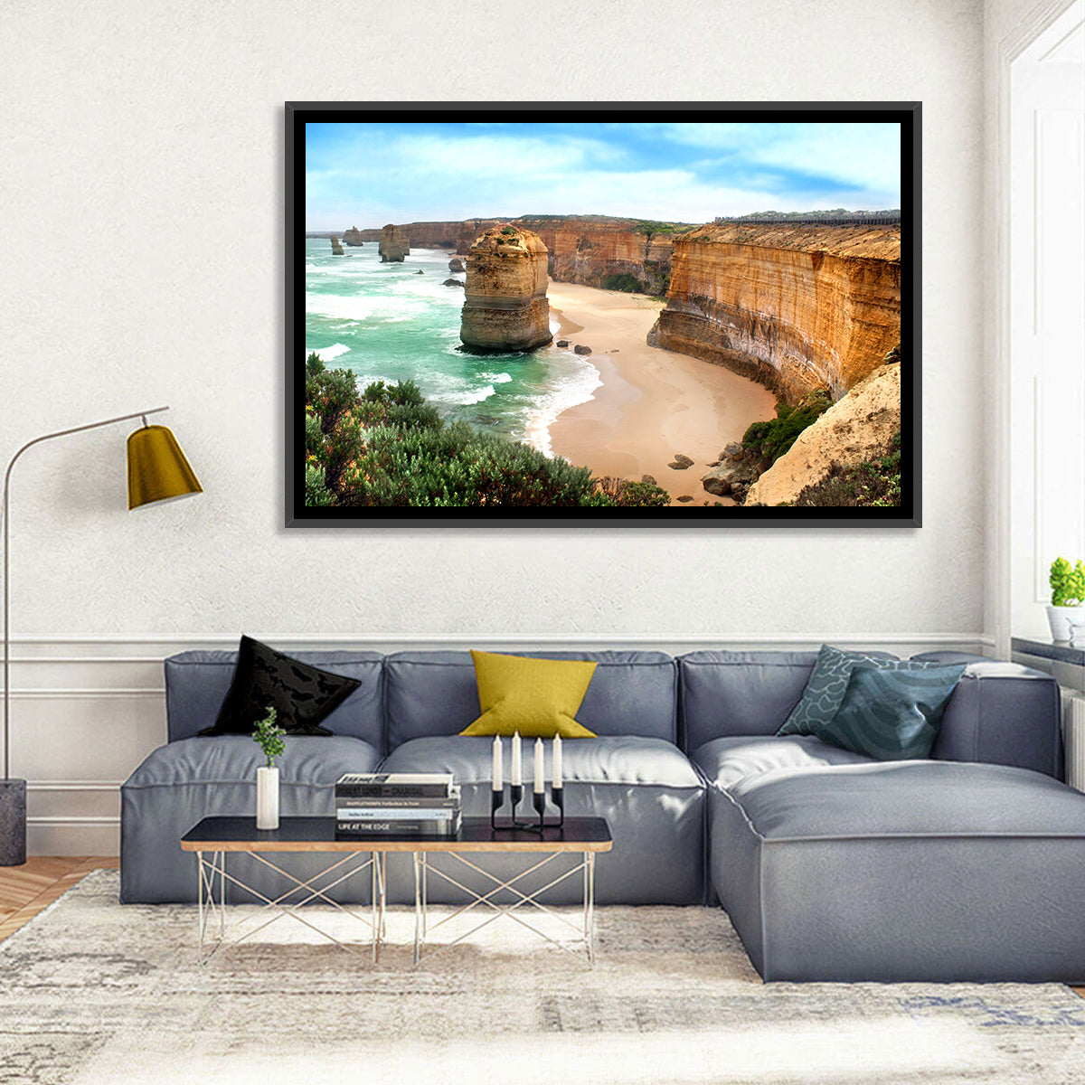 Twelve Apostles Coastline Wall Art in a room, landscape