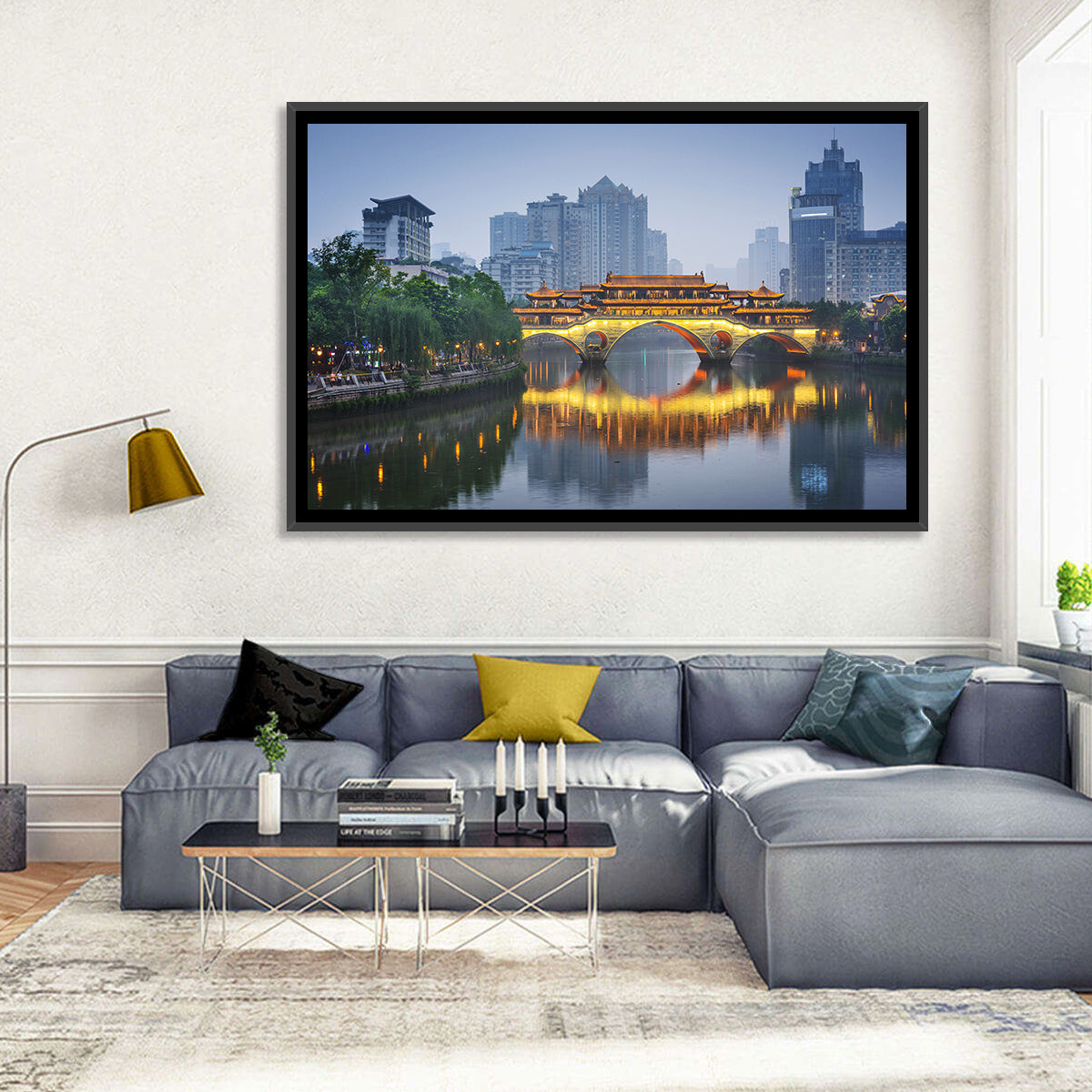 Anshun Bridge at Twilight Wall Art in a room, landscape