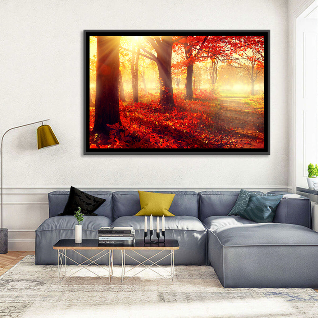 Sunlit Forest Path Wall Art