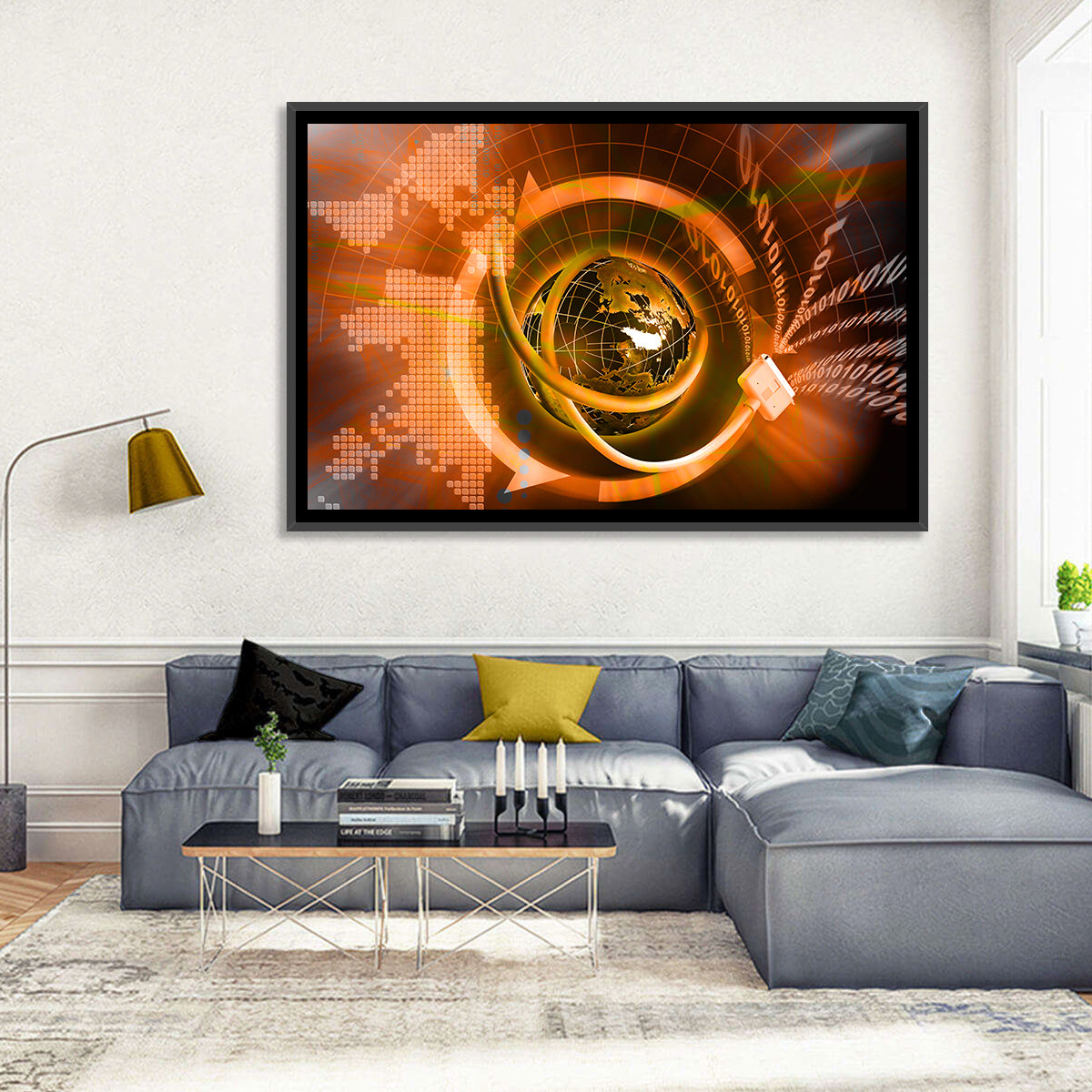 Digital Connectivity Globe Wall Art in a room, landscape
