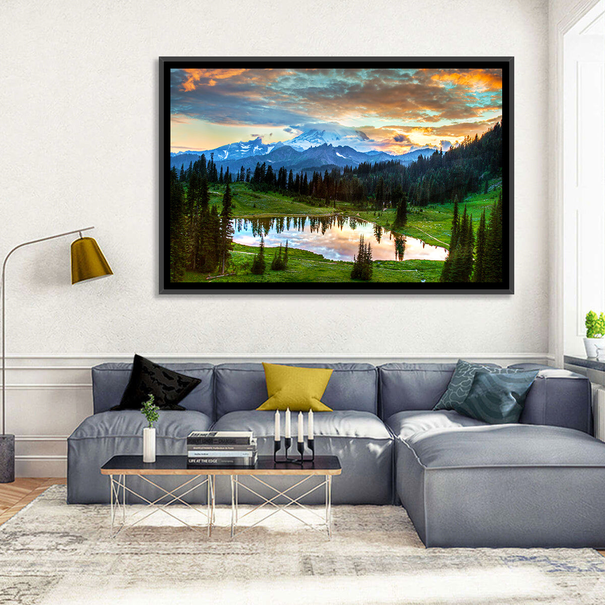 Mount Rainier Reflection at Tipsoo Lake Wall Art in a room, landscape
