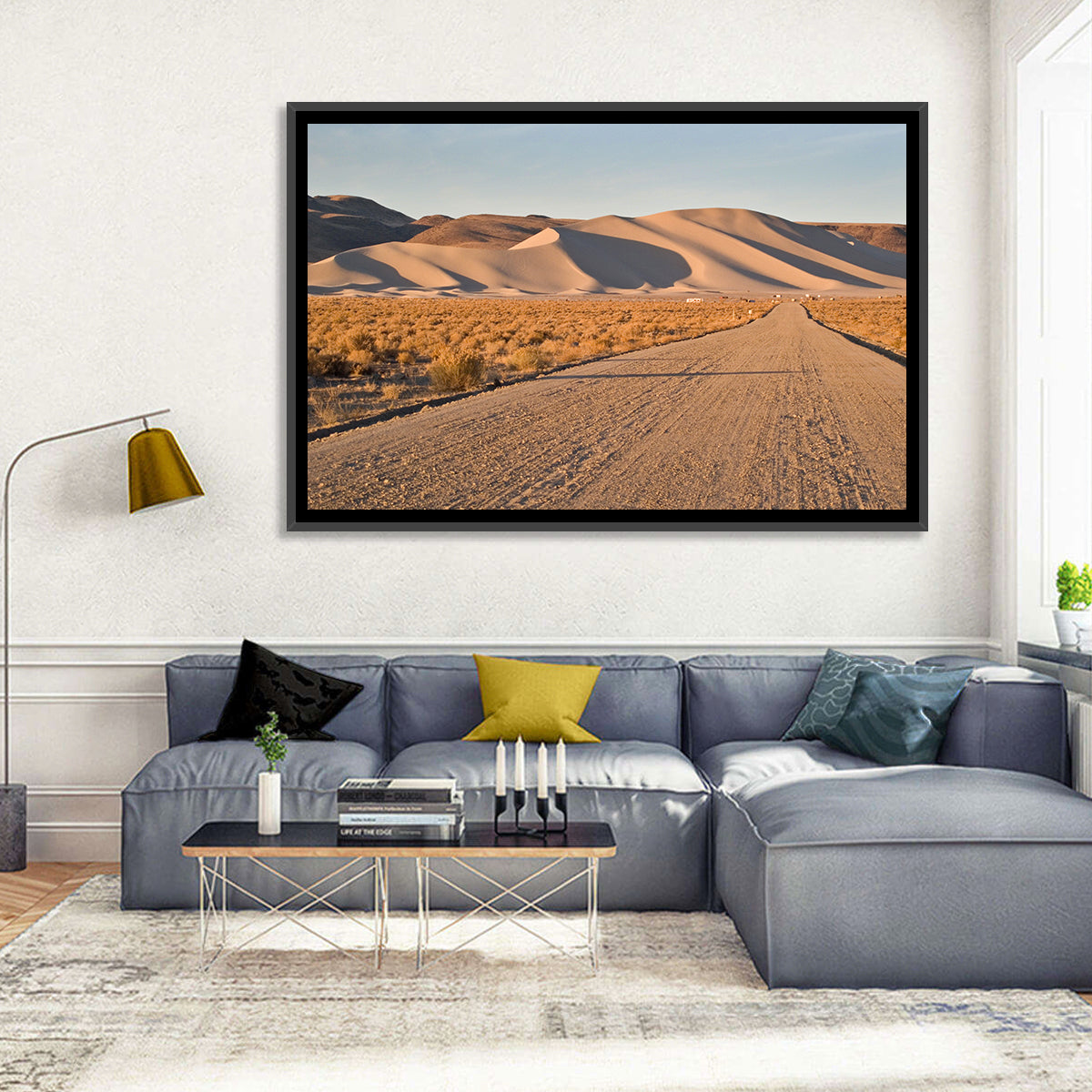 Sand Mountain Dune Road Wall Art in a room, landscape