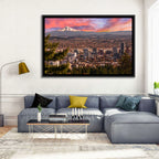Portland Skyline at Sunset Wall Art