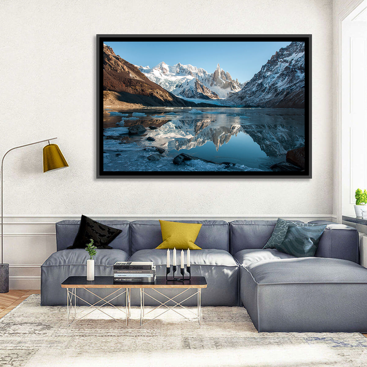 Cerro Torre Reflection, Laguna Torre Wall Art in a room, landscape