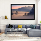 Misty Sunrise Forest Wall Art