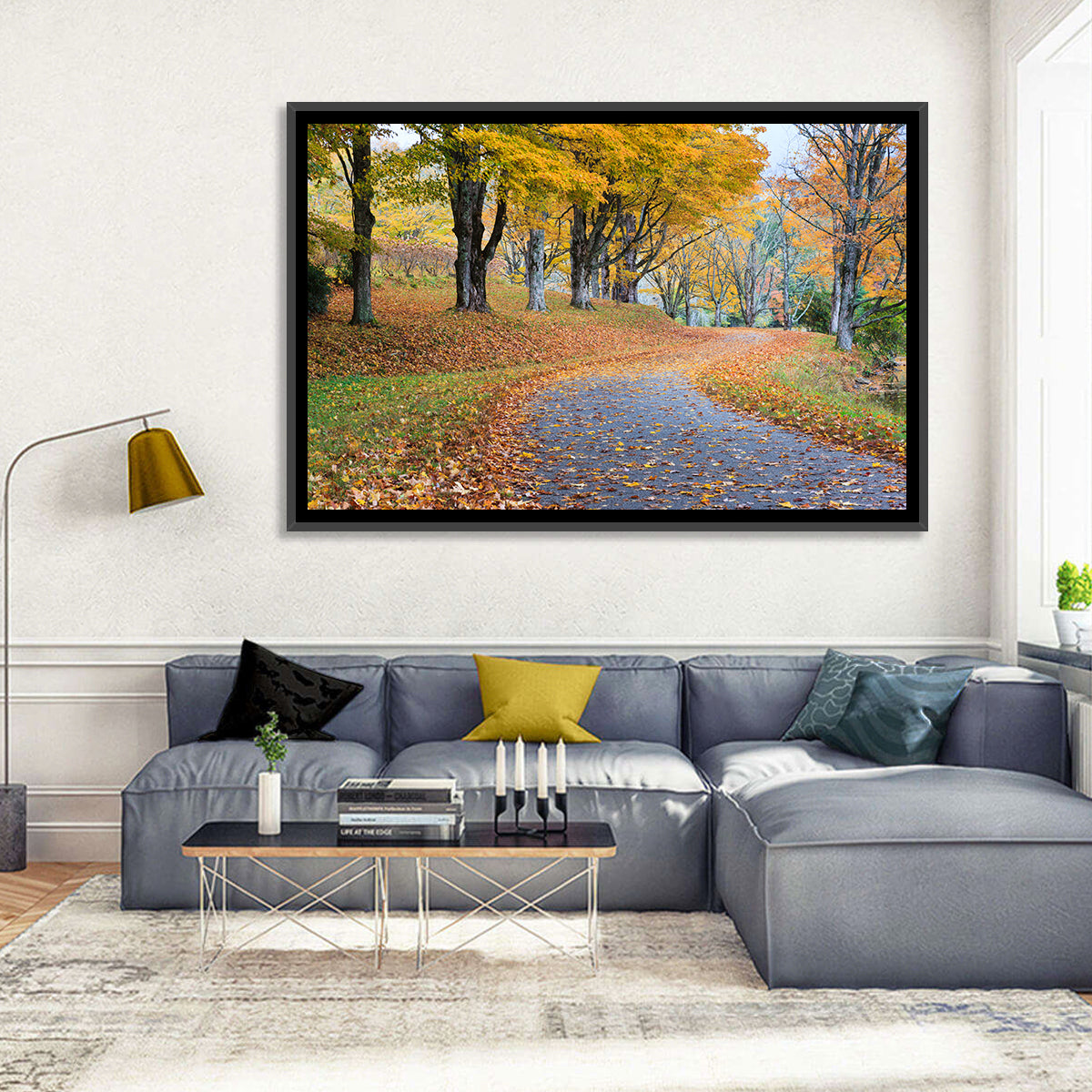 Autumn Road with Golden Canopy Wall Art