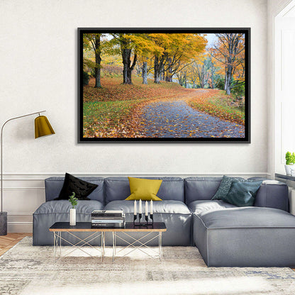 Autumn Leaves on Road Wall Art