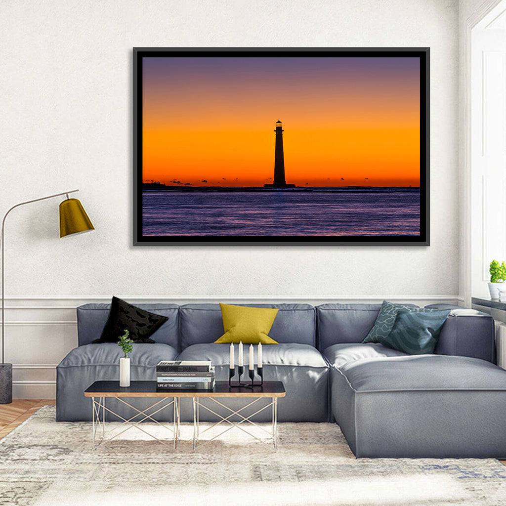 Minimalist Lighthouse Silhouette at Twilight Wall Art