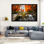 Autumn Forest Waterfall Wall Art