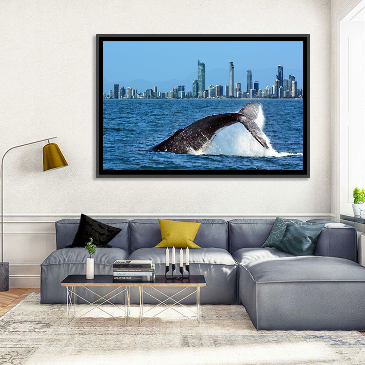 Gold Coast Whale and Skyline Wall Art
