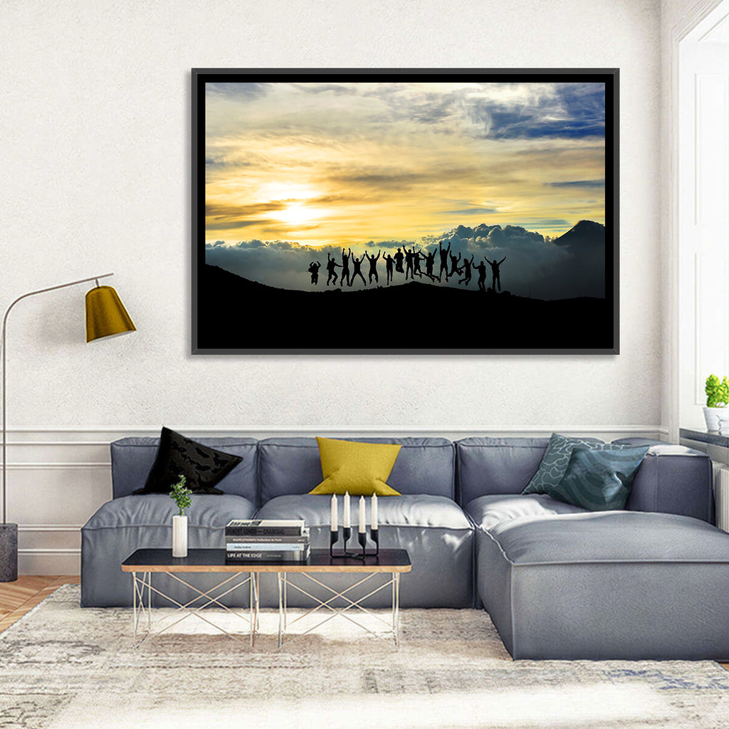 Golden Team Silhouettes at Sunset Wall Art