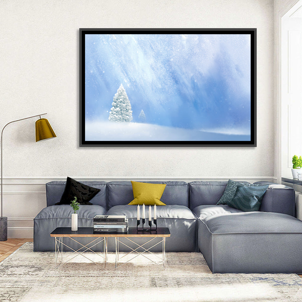 Two Snowy Evergreens Wall Art