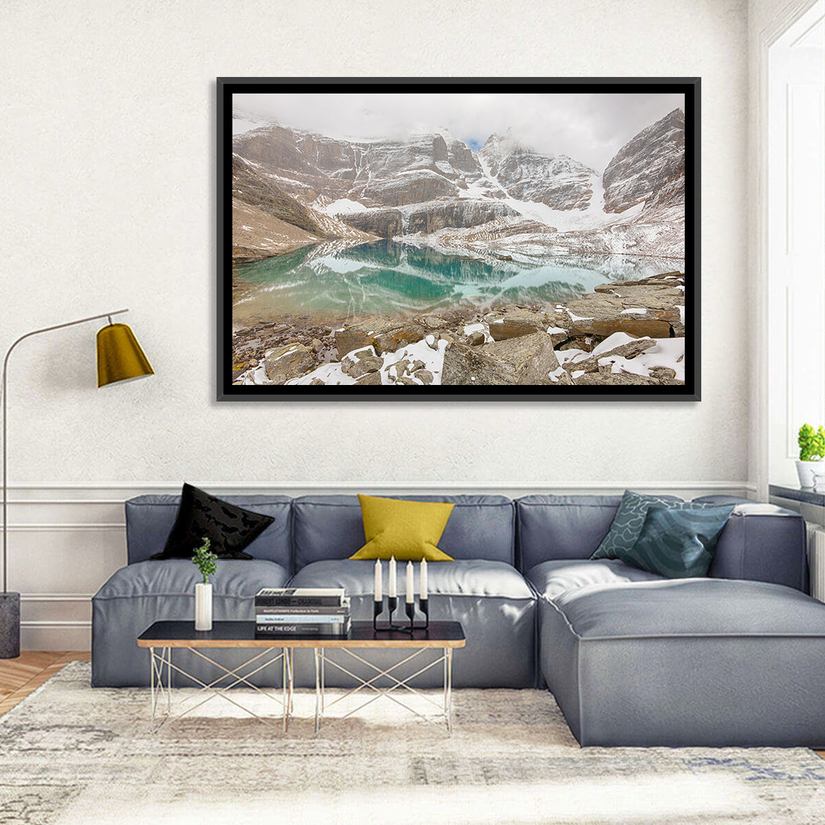 Lake Oesa Reflection Wall Art in a room, landscape