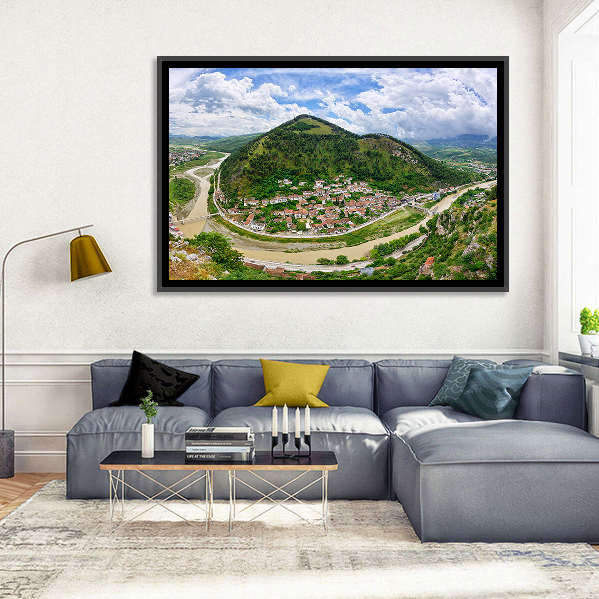 Berat Osum River View Wall Art in a room, landscape
