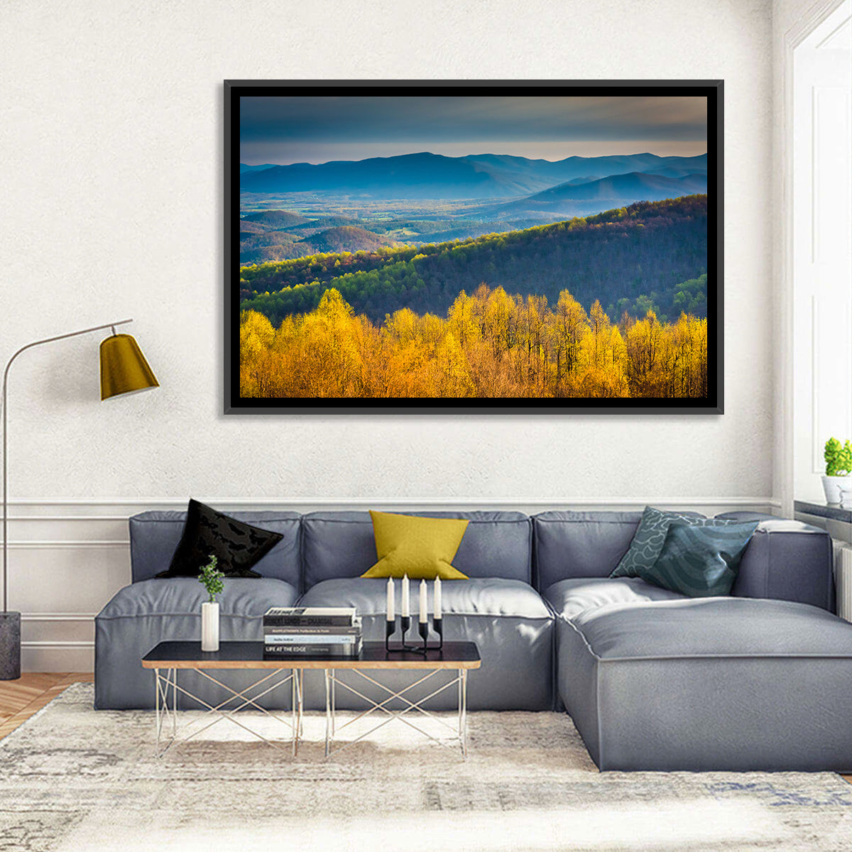 Shenandoah Golden Hour Ridge Wall Art in a room, landscape