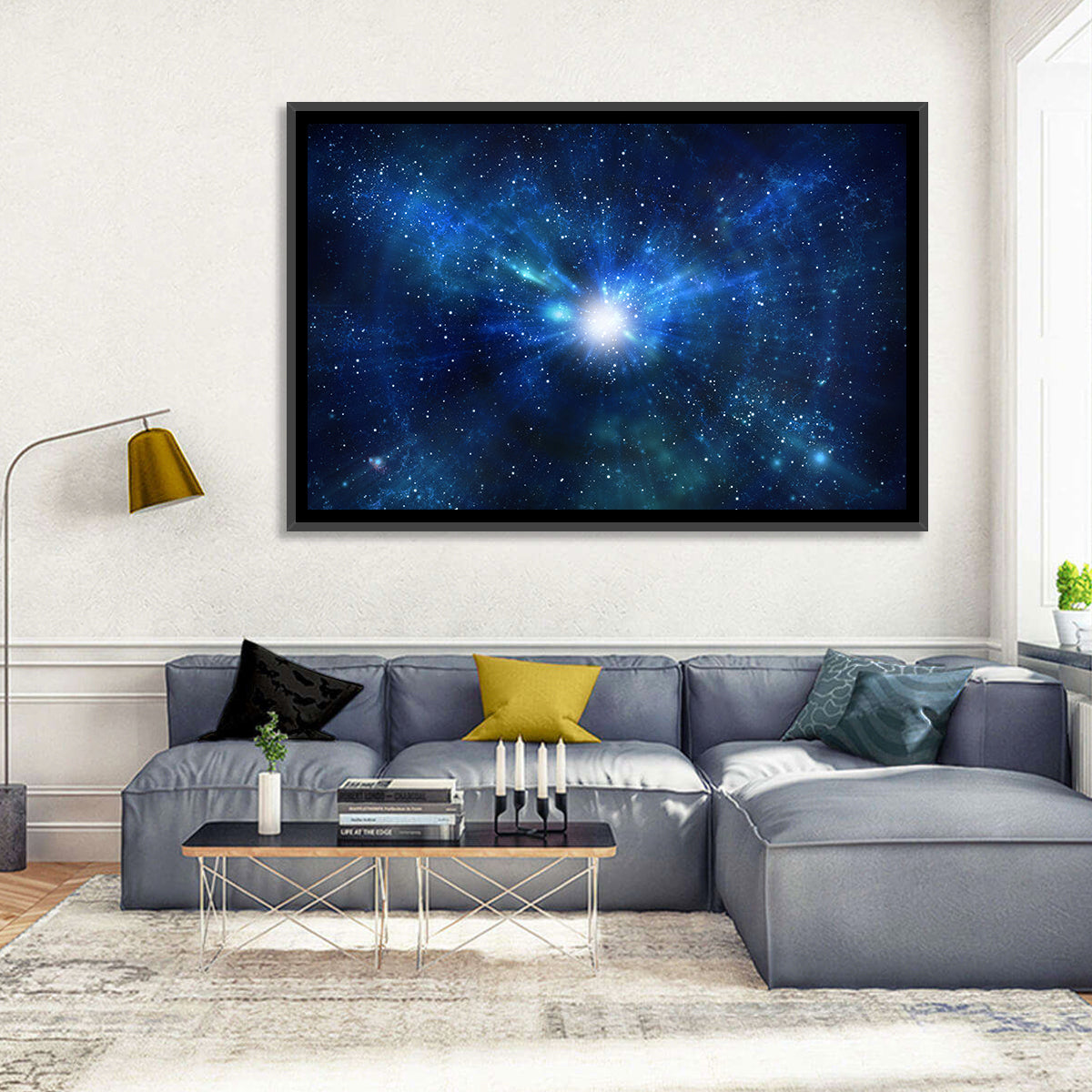 Lightspeed Galaxy Burst Wall Art in a room, landscape