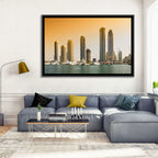 Dubai Marina Sunset Skyline with Yachts Wall Art