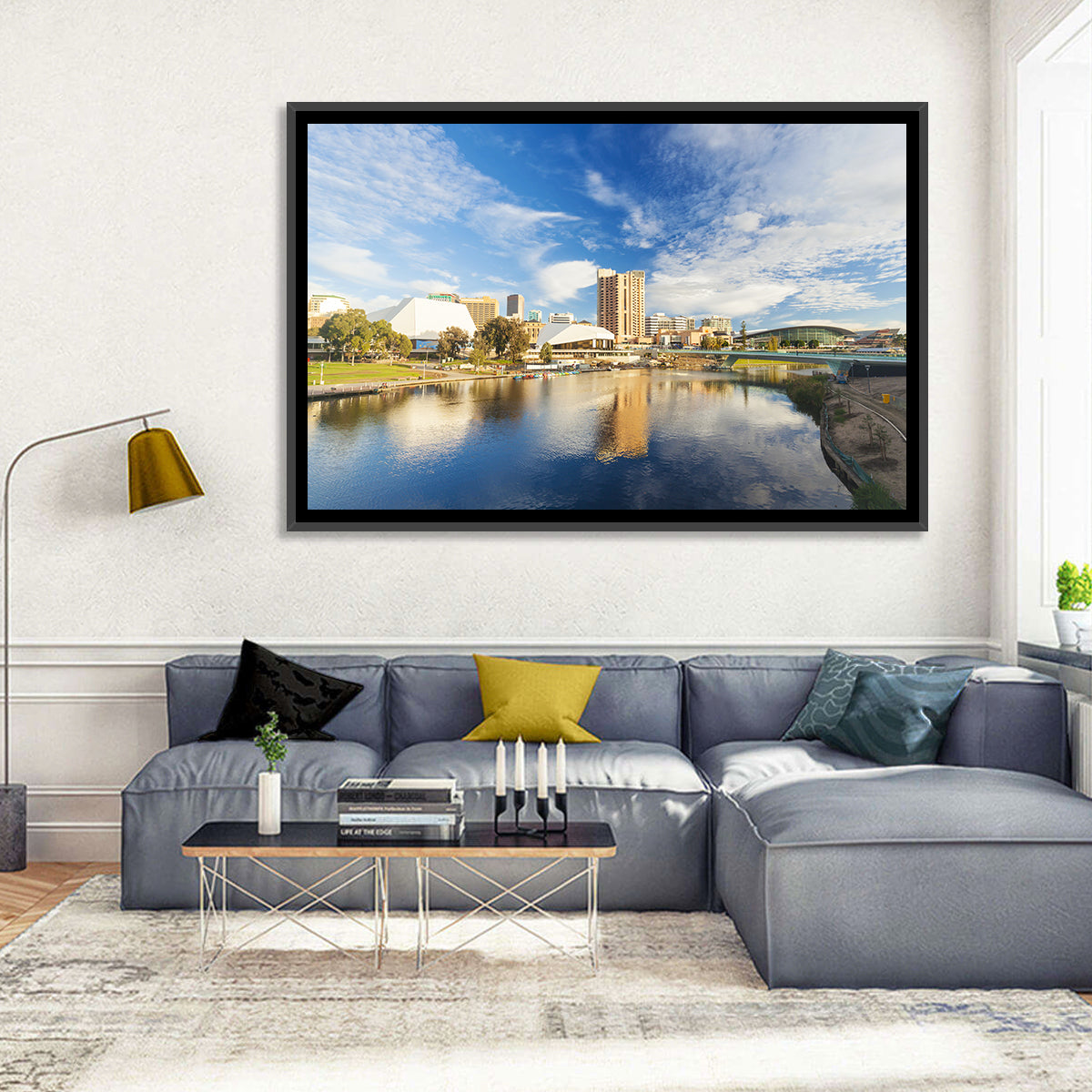 Adelaide River Torrens Skyline Wall Art in a room, landscape